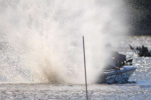 <p>
	It was shallow and forced huge sprays of water.</p>
