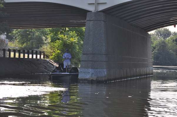 Bridge pilings on the Mystic River were producing for some anglers early on Day One.