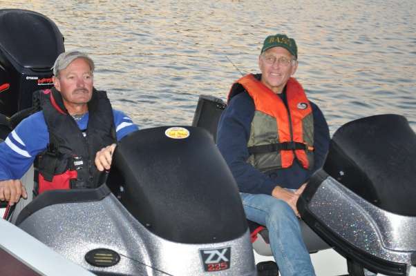 Alan Denise of New Hampshire and Robert Kendall of Ontario share a boat.