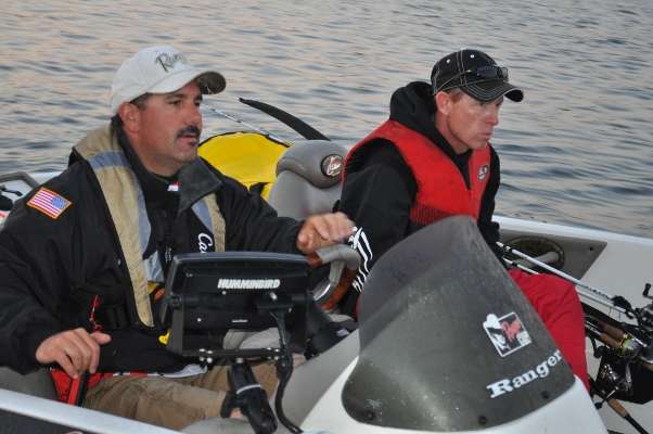 Peter Diaco of Maine and Scott Shaw of Ontario motor through boat check.