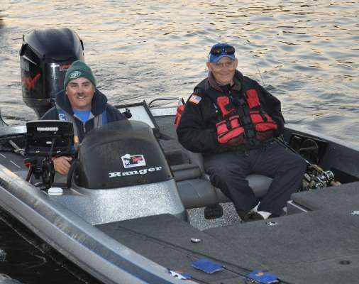 Gary Menchen of New York and Scott Barker of Maine share a boat and a smile today.