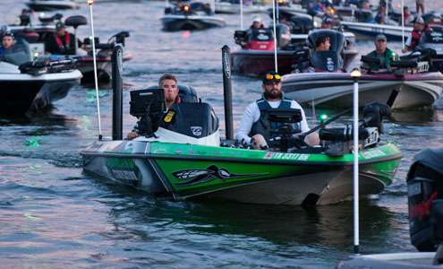 Elite Series pro Clark Reehm gets in line for the morningâs launch. 