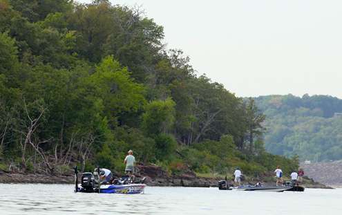 Fort Gibson is fishing small on Day One, with several of the more popular areas attracting multiple anglers.  