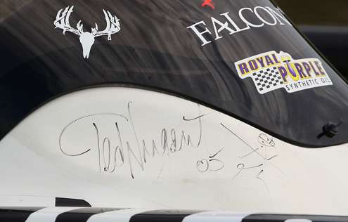 Beach is proud of the autograph by Ted Nugent located on the console of his boat. 