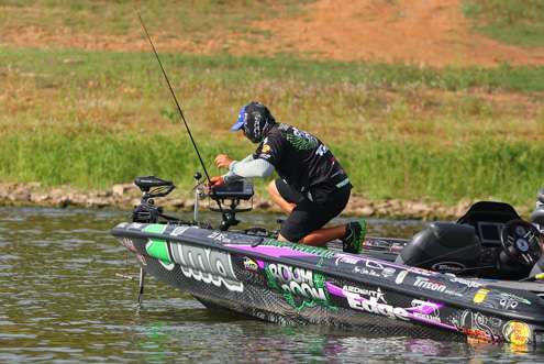 After missing a fish on reaction bait, Roumbanis reaches for another rod. 