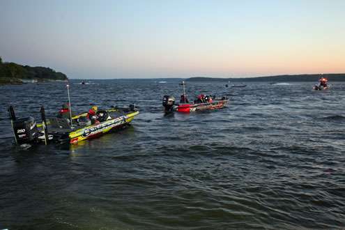 Derek Remitz brings up the rear as the last boat out on the final day at Fort Gibson Lake. 