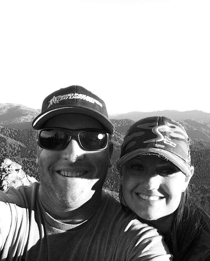 Brett Hite and his wife Courtney stop for a photo during a hike.