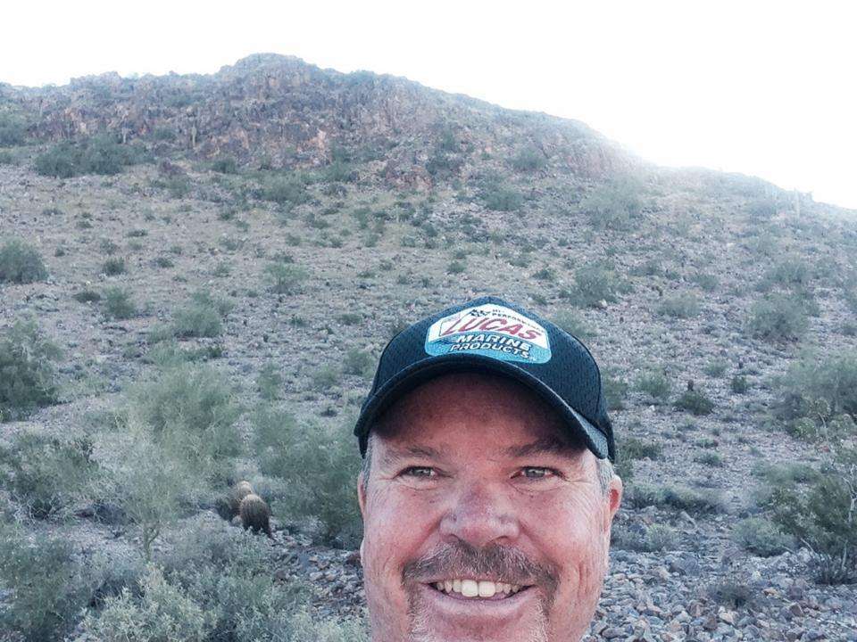John Murray takes a quick selfie while on a morning hike in the desert.