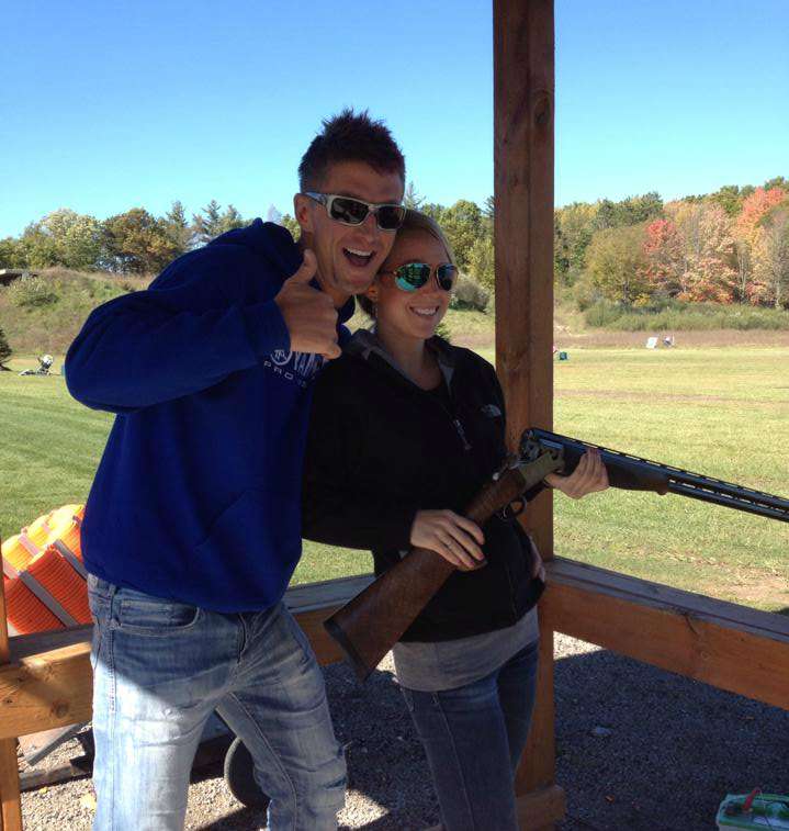 Chad Pipkens doing a little clay target shooting.