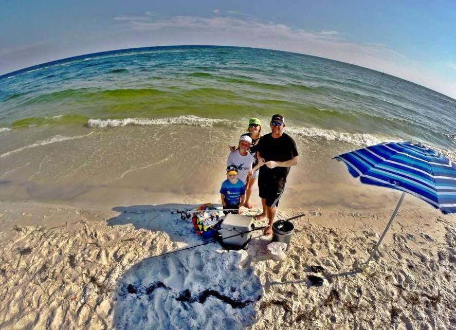 The Tucker family is ready to do some beach fishing at Mexico Beach Pier in Florida.