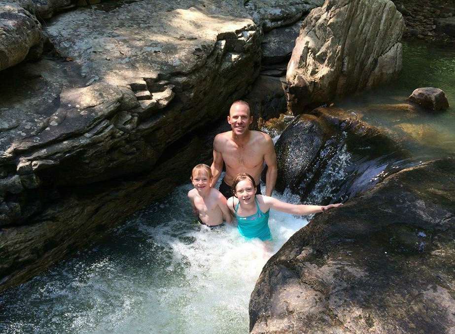 Martens is back in the water, this time with his kids at Richland Creek in Dayton, Tennessee.