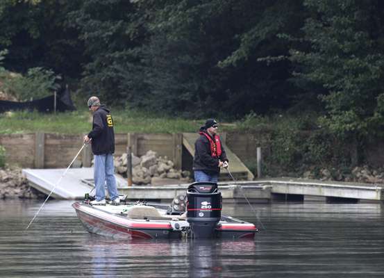 <p> </p>
<p>Christopher Graham of South Carolina and Jason Reid of Mississippi look for bass around docks.</p>
