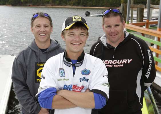 <p> </p>
<p>Carson Orellana, center, came in today with 4 pounds, 1 ounce, but heâs still smiling about his co-angler win last week on Alabamaâs Smith Lake. The 17-year-old angler was supported today by his father, Rick Orellana, left, and his mentor, Jason Shapiro, right. Shapiro works on a NASCAR pit crew.</p>
