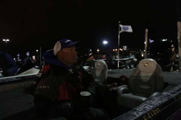 <p> </p>
<p>Josh Polfer of Idaho chats with fellow contenders while enjoying a hot cup of coffee.</p>
