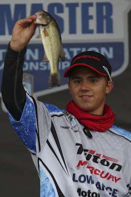 <p>Corey Horelick, Connecticut, holds up his one fish, which weighed 1-1.</p> 