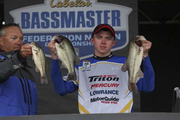 <p>Goff weighed in three bass, weighing 8 pounds, to win his age division.</p> 