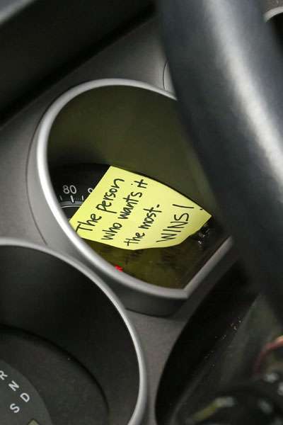 <p>Bobbi was critical in keeping Brent focused throughout the season, leaving him notes such as this one on his Tundra in the morning.</p>
