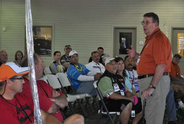 Don Corkran, B.A.S.S. Federation Nation director, reminds contenders that six of them will go to the 2013 Bassmaster Classic. But he stresses that they should put that thought aside right now and focus on the fishing.