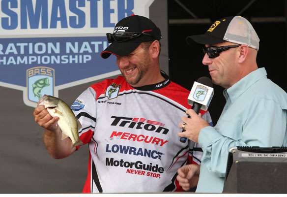 <p>Steve Pickard of New York tied for the âlittlest fishâ award with this 1-pounder.</p>
