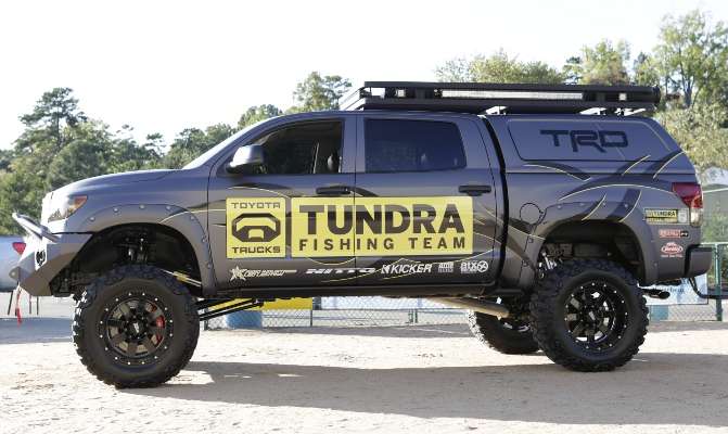 <p>The truck was unveiled this week at the SEMA (Specialty Equipment Market Association) show in Las Vegas. Itâs the biggest aftermarket auto event in the world. But he gave anglers a sneak peek at the truck two weeks ago in Charlotte, N.C., at the Toyota Trucks Bonus Bucks Owners Tournament.</p>
