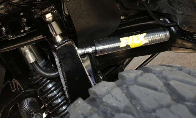 <p>The Fox suspension system keeps the ride smooth, no matter how bumpy an area the angler is traveling.</p>
