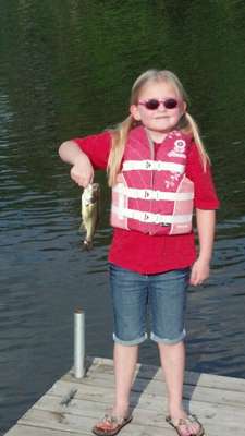 <p>
	Aaron Schaldeckerâs daughter, Ava, 6, caught this bass just last weekend. âShe was very excited,â said Schaldecker, âand it was the first time I could get her to hold a fish.â</p>
