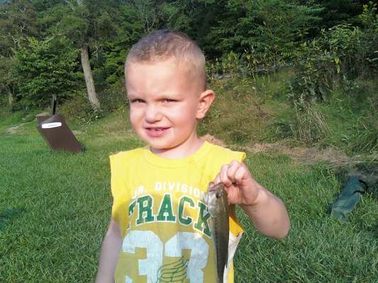 <p>
	 </p>
<p>
	Austin is a happy little bass angler! He caught this bass when he was only 3.</p>
