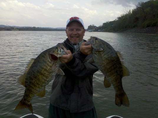 <p>
	"One smallie is 6.3 and the other is 5.4 pounds," said Tom Webb. He caught them on Lake Nickajack on the Tennessee River. B.A.S.S. Facebook fan Ryan Laws commented: "The smallies' coloration pattern is just amazing!"</p>

