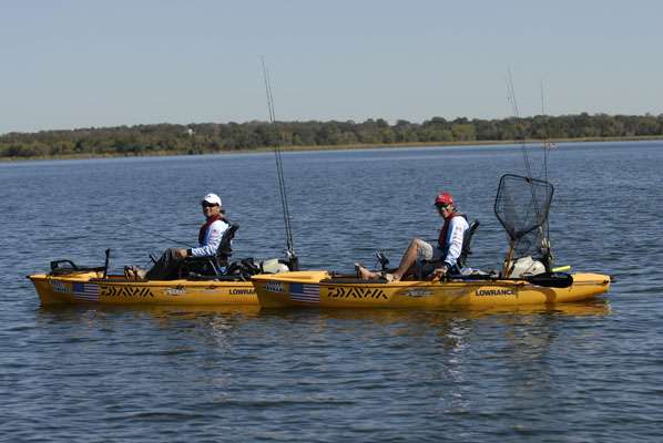 <p>THEY'RE BITING: USA competitors Jose Chavez and Dave Maynard are looking like things are going well for them on the water.</p>
