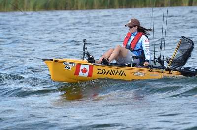 <p>WAVE HOPPING: Ashley Rae from Canada is one the three females competing in the 2nd Hobie Fishing World Championship.</p>
