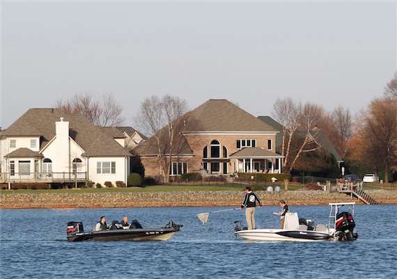 <p>Boats check in with spectacular Lake Norman homes situated behind them.</p>

