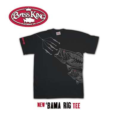 <p>
	<strong>Bass King 'Brella Rig Tee</strong></p>
<p>
	Like the Alabama Rig, this tee is sure to create a stir on the water. Featuring a custom, next-generation design with lure silhouette and frenzied bass ready to bite, and stamped with a new-style BK Charger Logo Text print on the right sleeve, this 100% ultra-soft cotton tee is armed and ready for your outdoor lifestyle. Though the photo says "'Bama Rig" the name is in fact 'Brella Rig.</p>
