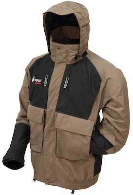 <p>
	<strong>Frogg Toggs Toadz Firebelly</strong></p>
<p>
	The Toadz Firebelly rain jacket is Frogg Toggs' answer to a wet day of fishing. It's windproof, waterproof and breathable, made of the company's own hybrid fabric, ToadSkinz. There's plenty of room to store your gear in the expandable front pockets and zippered ones at the chest. If it's cold to boot, stuff your hands in the hand-warmer pockets. It comes in four colors in men's sizes, small to 2X.</p>
