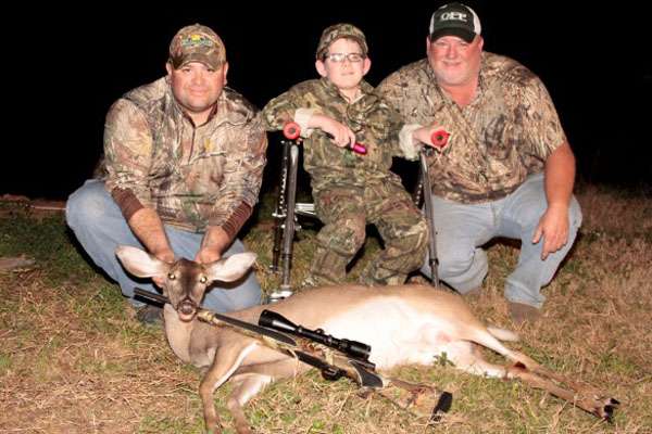 <p>Bill Lowen served as a guide for children with special needs during the Outdoor Friends Forever event in Alabama. Here he is with his hunting partners for the day and a doe they shot.</p>
<p>(Photo by Dan OâSullivan)</p>
