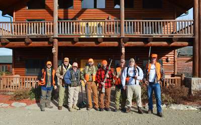 <p>The gang in front of South Fork's main hall.</p>
