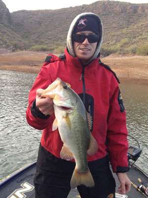 <p>Josh Bertrand fishes tournaments even in the off-season. He caught this bass in early December while pre-fishing for a Holiday Open tournament on Lake Pleasant just outside of Phoenix, Ariz.</p>
