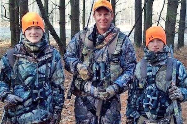 <p>Kevin VanDam takes his sons, Jackson and Nicholas, out into the woods during the fall.</p>
