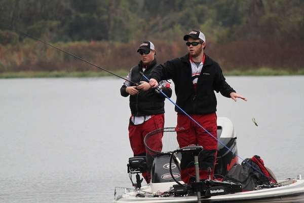 <p>UGA anglers pitch soft plastics to sparse cover, a prevalent pattern on the Harris Chain this week.</p>
