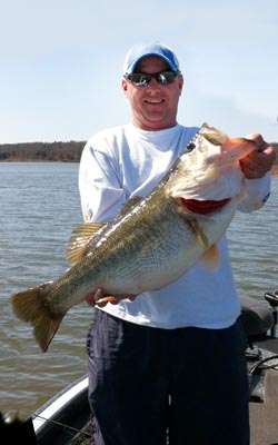 <p><strong>Bruce Blackwell</strong></p>
<p>12 pounds, 4 ounces</p>
<p>McGee Creek, Okla.</p>
<p>Ad M Baits A-Rig with swimming Flukes</p>

