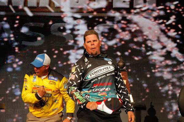 <p>Brothers Bobby and Chris Lane celebrate on the Bassmaster Classic stage after Chris earns the title of Bassmaster Classic champion. Lucky for Bobby, both brothers made a bet that if one of them took home the Classic trophy, he had to pay the Elite Series entry fee for the other brother. Can we hear Bobby saying, âCha-ching?â</p>
