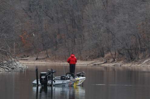 Mike McClelland works deep in the cove.