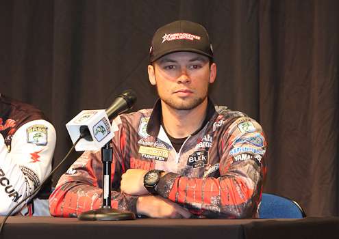 <p>Brandon Palaniuk awaits questions from the media during the press conference.</p>
