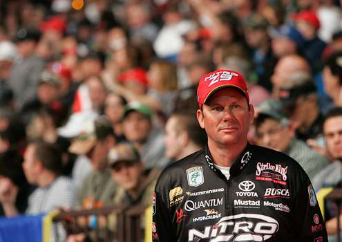 <p>Kevin VanDam awaits his turn on the Classic stage.</p>
