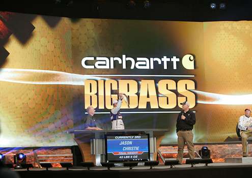 <p>Jason Christie won the Carhartt Bigbass award on Sunday.</p>
