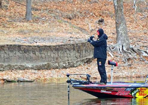 <p>VanDam hurls another cast. He didn't boat any fish, most likely because he had his hooks bent inward to prevent hooking fish that bit.</p>
