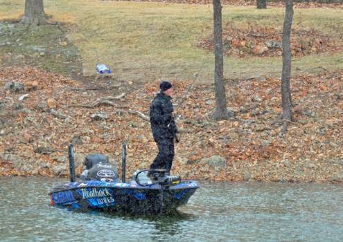 <p>Brandon Card said that his practice was slower today than it had been in days past. He was working a finesse jig around docks, and says that Grand fishes very similar to Cherokee Lake in east Tennessees, a spot he frequents.</p>

