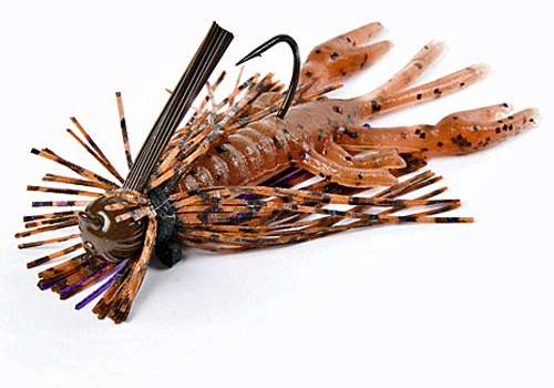 <p><strong>Finesse jig</strong></p>
<p>Another lower Midwest favorite, the finesse jig is epitomized by the Jewel Eakins' Jig, shown. The tiny jigs with light wire hooks are perfect for the crawfish-laden lakes like Grand when the bass are up shallow feasting on the tasty crustaceans. Jim Eakins created this jig to fall at the exact same rate as a live crawfish when paired with an Eakins Craws trailer. Jim spent hours dropping crawfish into a fish tank to determine the exact fall rate. When it comes to craw imitators, the Eakins Jig takes no backseat.</p>
