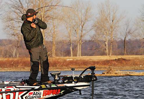 <p>Palaniuk hooks up with a fish that will give him his fourth.</p>

