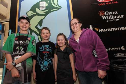 <p>Zach, 14; Mason, 9; Makayla, 7; and Molly, 11, all traveled from Kansas City to visit the Bassmater Classic and expo.</p>
