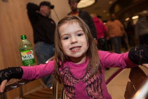<p>Bentley, 4, from Tulsa, is attending her second Classic and takes a break with mom at the expo.</p>
